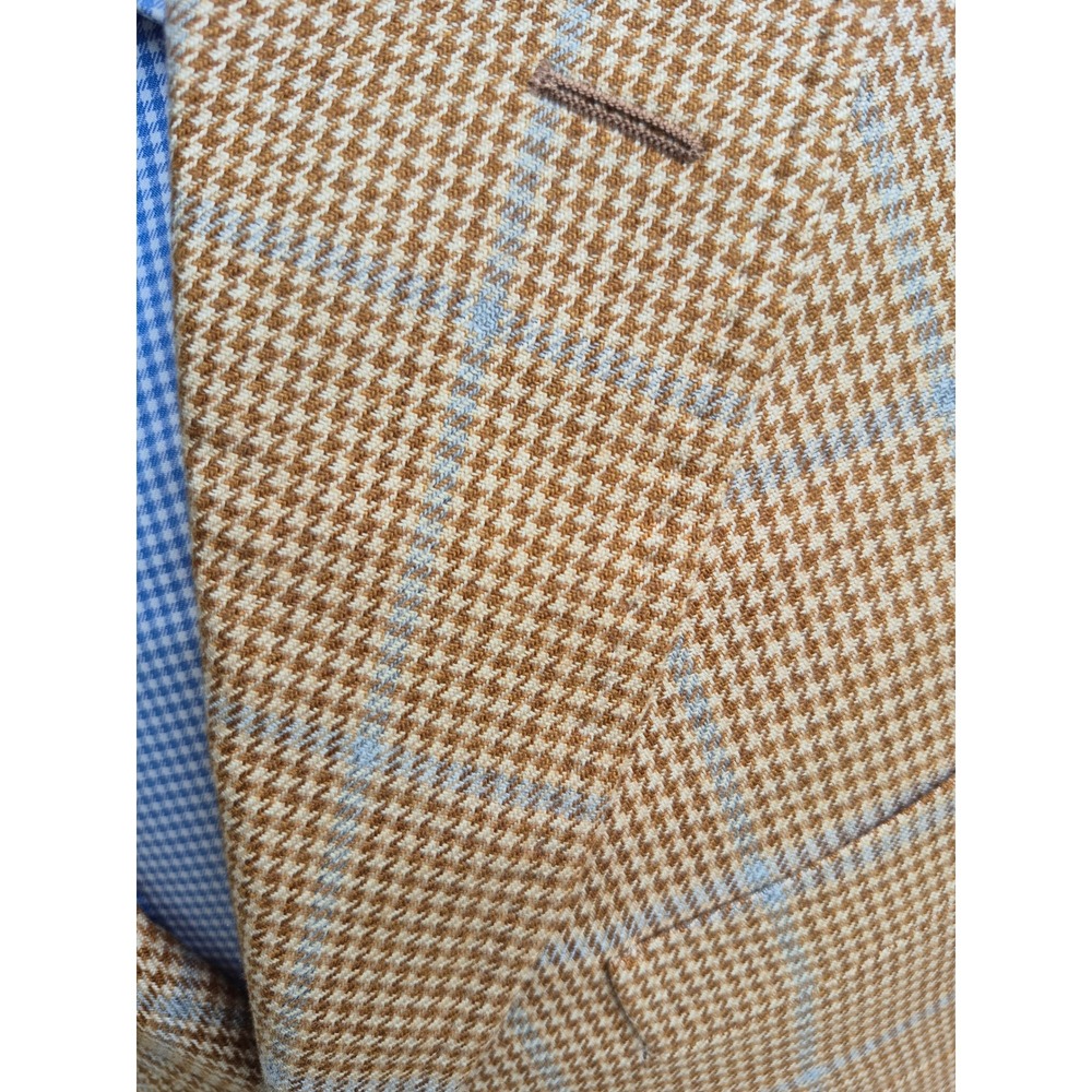 Corneliani Silk‎ Cashmere Houndstooth Windowpane Sport Coat Blazer Tan Mens 38 R - Picture 3 of 10